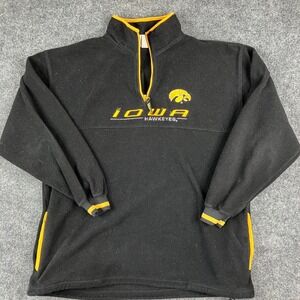 Lee Sport Pullover Mens XL Black Iowa Hawkeyes Fleece Quarter Zip Embroidered